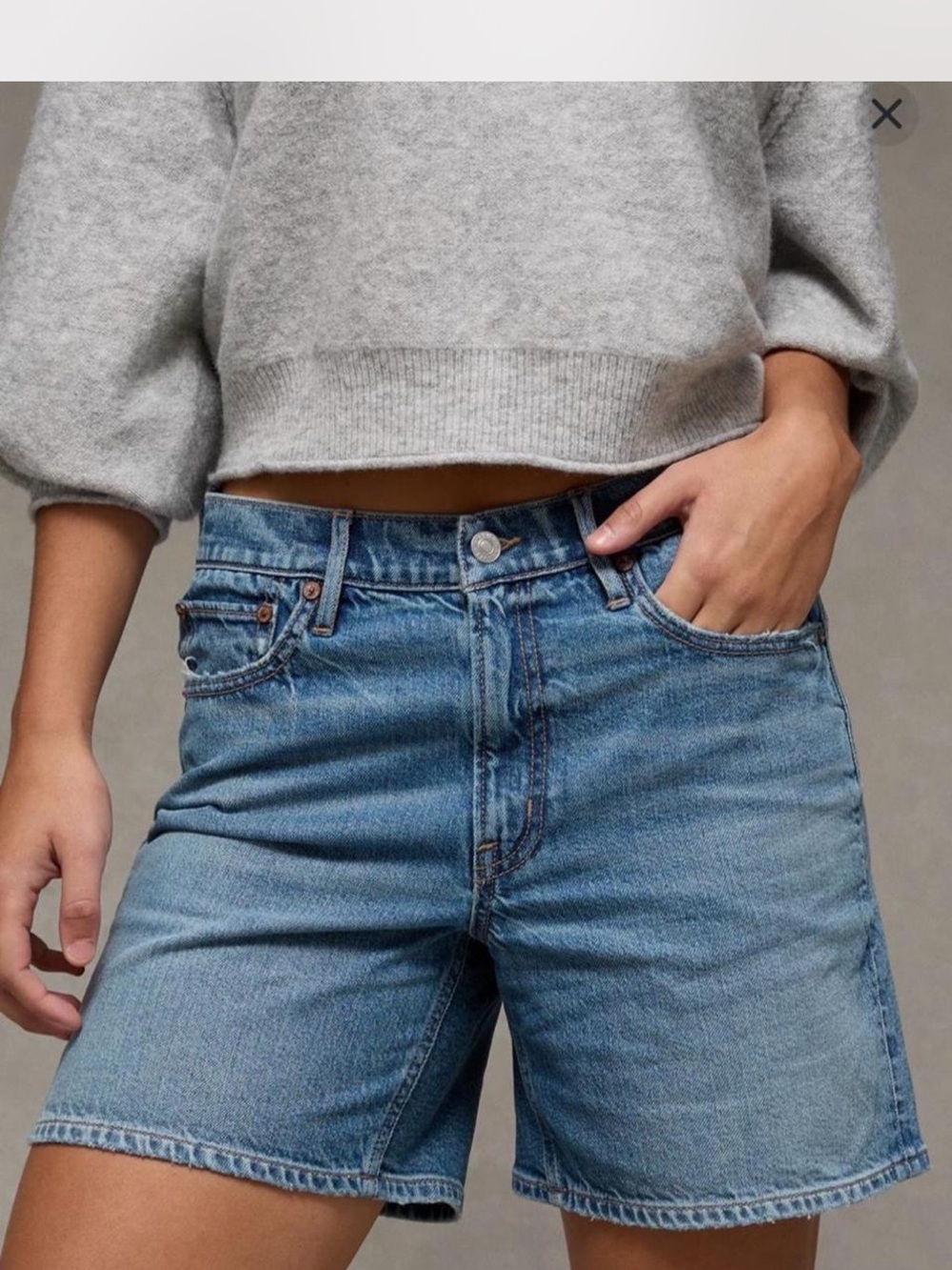 American Eagle Outfitters strigid blue denim shorts